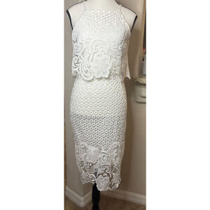 Mustard Seed White Lace Midi Dress